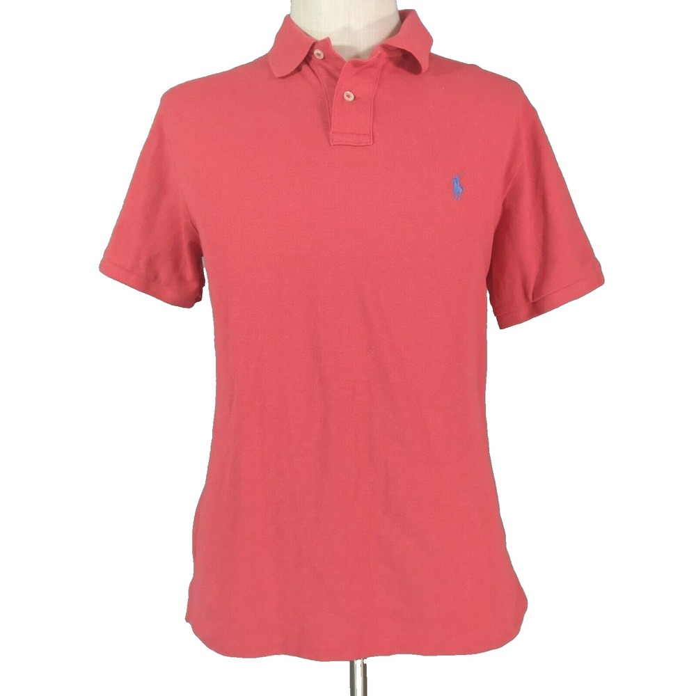 Polo Ralph Lauren Polo Shirt Men L Red Short Sleeve Solid Preppy Cotton Logo